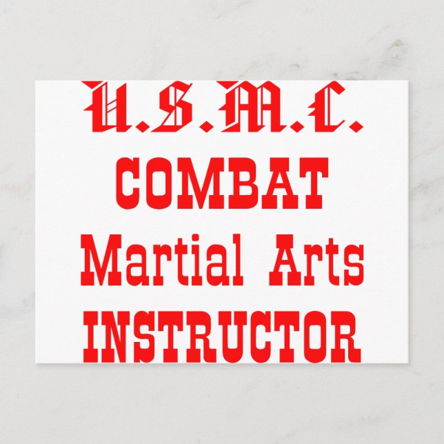 Cartão Postal Instrutor USMC Combat Martial Arts (Frente)