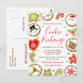 Cartão Postal Intercâmbio de Biscoitos de Natal Vermelho e Verde
