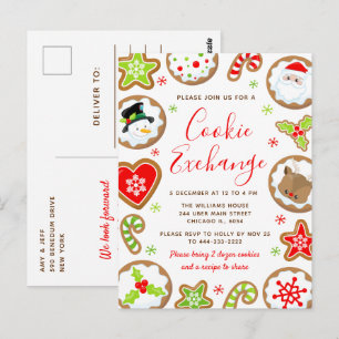 Cartão Postal Intercâmbio de Biscoitos de Natal Vermelho e Verde