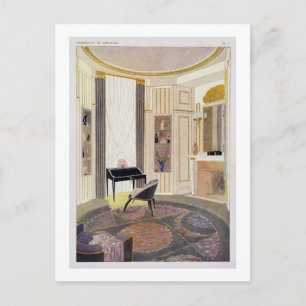 Cartão Postal Interior com mobiliário projetado por Ruhlmann, de