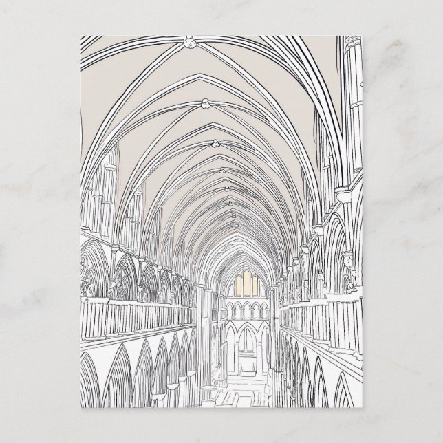 Cartão Postal Interior da Catedral de Salisbury | Linhas De Dese (Frente)