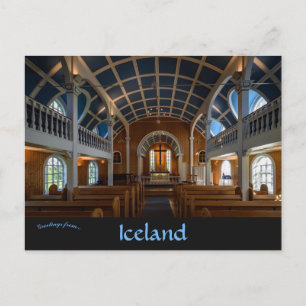 Cartão Postal Interior da Igreja Azul em Seyðisfjörður Islândia