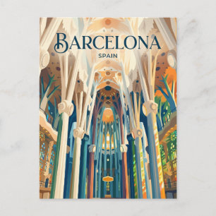 Cartão Postal Interior da Sagrada Família Espanha