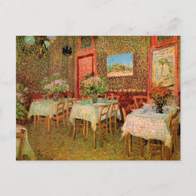 Cartão Postal Interior de um Restaurante por Vincent van Gogh (Frente)