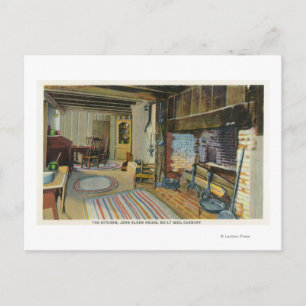 Cartão Postal Interior Kitchen View da Casa John Alden