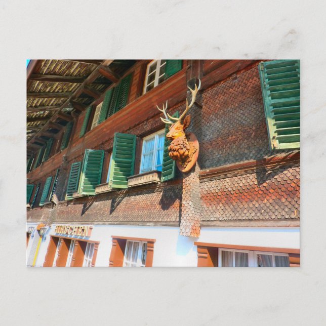 Cartão Postal Interlaken, chalé de Wooden no Intuito (Frente)