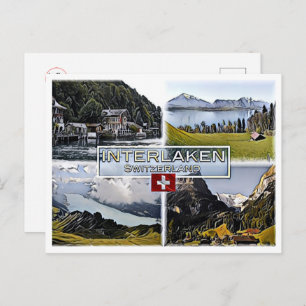Cartão Postal Interlaken - Suiça - Mosaico -