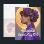 Cartão Postal  International Women's Day 2026<br><div class="desc">Send a message of strength and beauty with this elegant postcard featuring a woman's profile in Art Nouveau style. Adorned with flowing lines, intricate details, and the text "International Woman's Day 2026" this postcard is perfect for celebrating women, sharing empowerment, or adding a touch of artistic elegance to your greetings....</div>