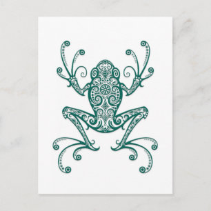 Cartão Postal Intrair Sapo de Árvore Azul Teal em Branco