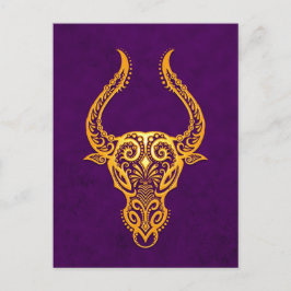 Cartão Postal Intrate Yellow Taurus Zodiac em Roxo
