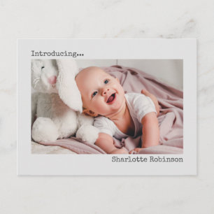 Cartão Postal Introdução Nova Foto Minimalista para Bebê
