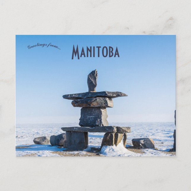 Cartão Postal Inukshuk em Churchill Manitoba Canadá (Frente)