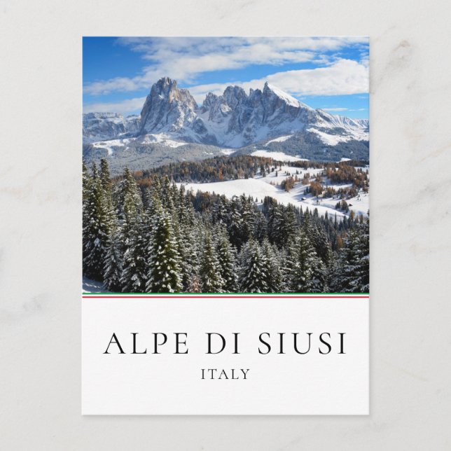 Cartão Postal Inverno de Alpe di Siusi, Itália (Frente)