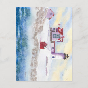 Cartão Postal Inverno em Nubble LIghthouse no Maine Postcard
