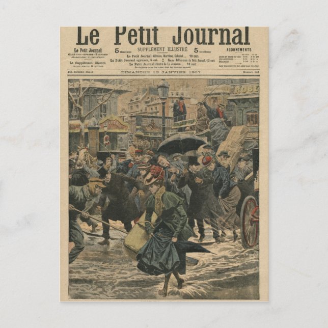 Cartão Postal Inverno em Paris caminhando na lama (Frente)