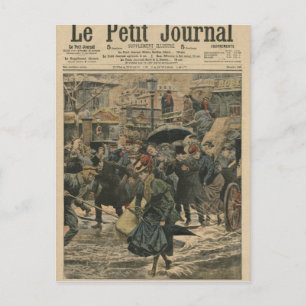 Cartão Postal Inverno em Paris caminhando na lama