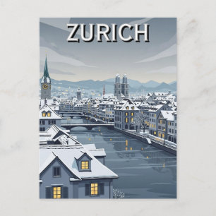 Cartão Postal Inverno em Zurique Suíça Viagem
