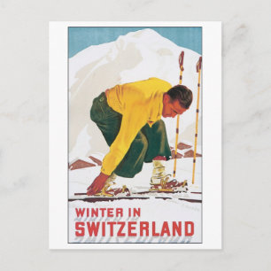 Cartão Postal Inverno na Poster da Viagens vintage