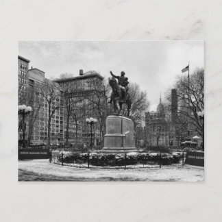 Cartão Postal Inverno na Union Square 001 Black White da Nova Io