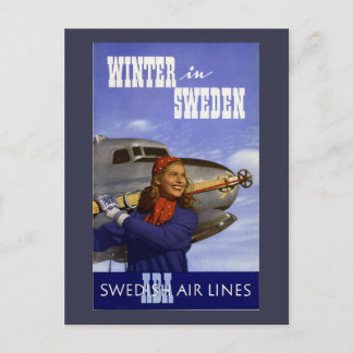 Cartão Postal Inverno na Viagens vintage da Suecia
