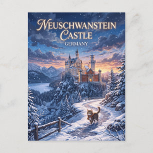 Cartão Postal Inverno no Castelo de Neuschwanstein Alemanha