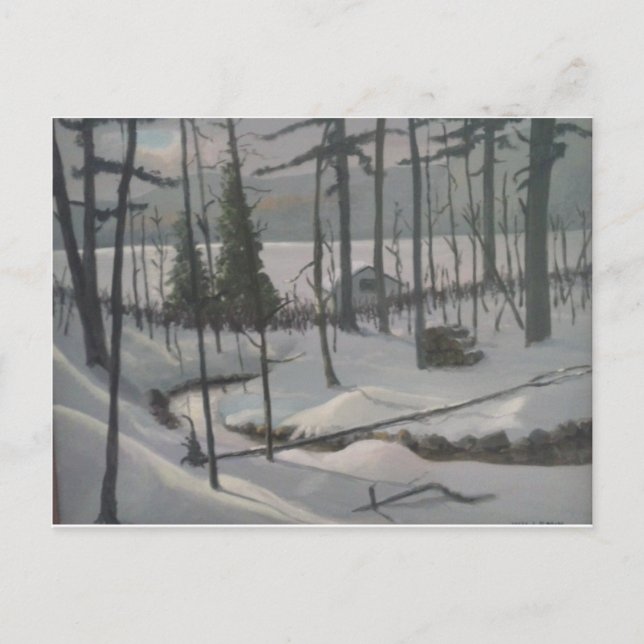 Cartão Postal inverno no lago (Frente)