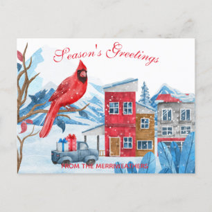 Cartão Postal Inverno Paisagem Aquarela Ilustração Natal