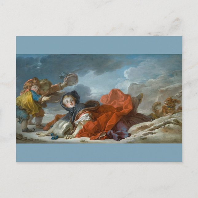 Cartão Postal Inverno por Jean-Honore Fragonard (Frente)