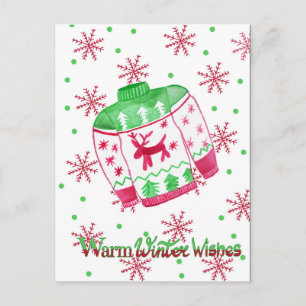 Cartão Postal Inverno Quente Deseja Suor de Natal