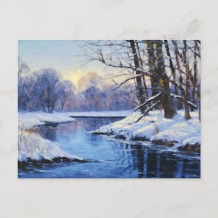 Cartão Postal Inverno Stilness pelo rio Frozen Havel