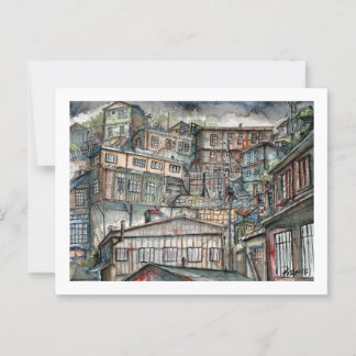 Cartão Postal Invierno en los cerros de Valparaíso 