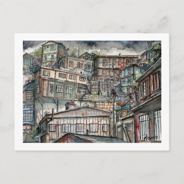 Cartão Postal Invierno en los cerros de Valparaíso  (Frente)