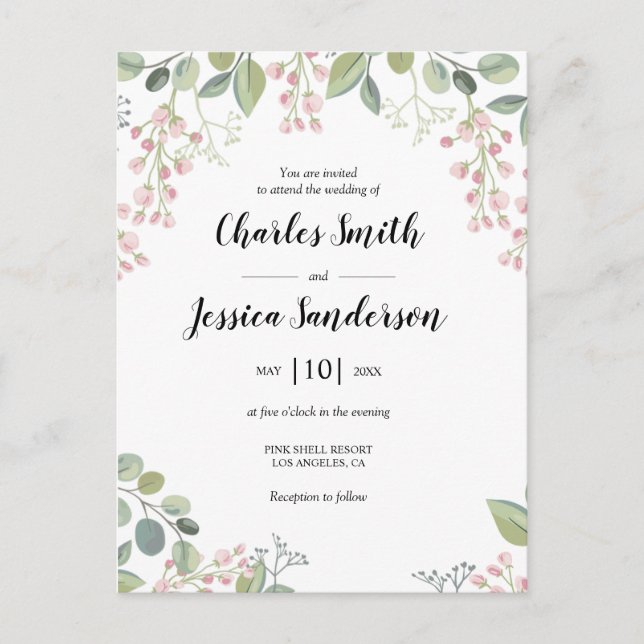 Cartão Postal Invitación de Boda (Frente)