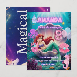 Cartão Postal invitacion de Sirena Ariel brillante