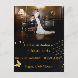 Cartão Postal invitacion elegante bodas