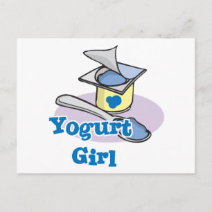 Cartão Postal Iogurte Menina iogurte de mirtilo