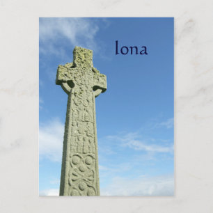 Cartão Postal Iona Abbey Scotland celtic cross