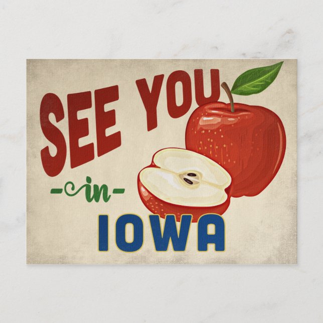 Cartão Postal Iowa Apple - Viagens vintage (Frente)