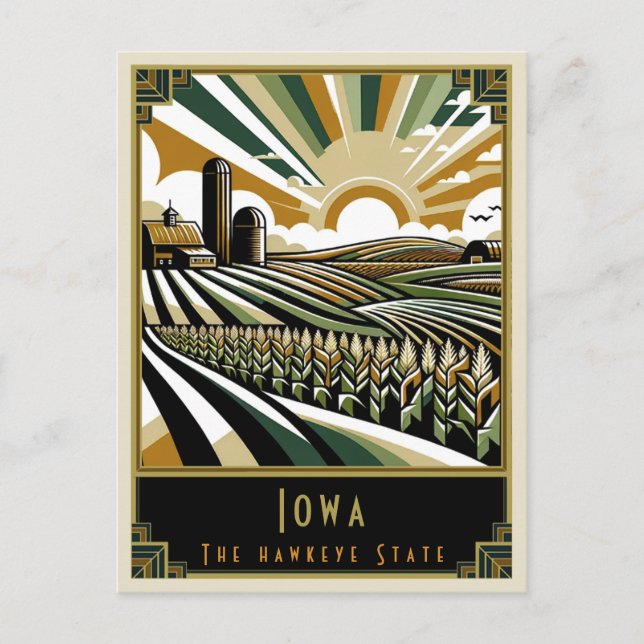 Cartão Postal Iowa | Art Deco (Frente)