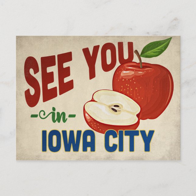 Cartão Postal Iowa City Apple - Viagens vintage (Frente)