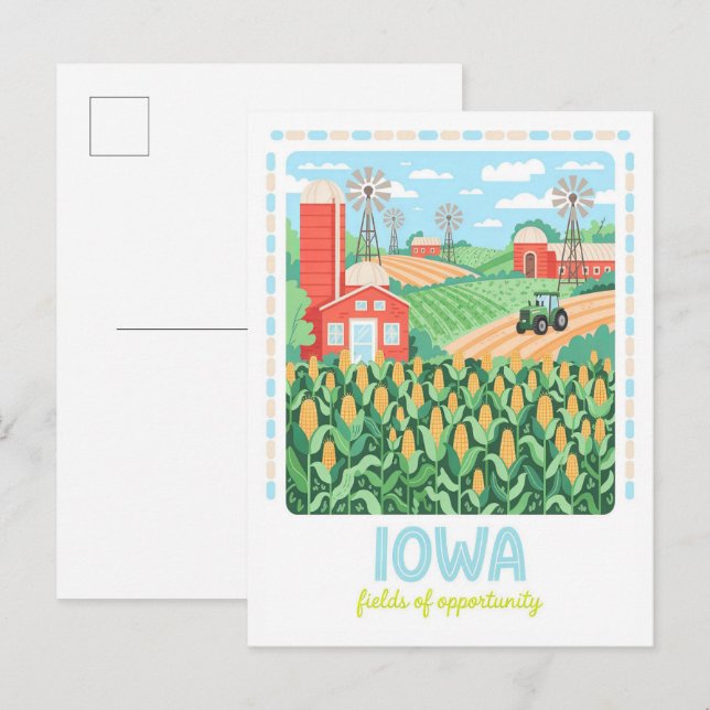 Cartão Postal Iowa Fields of Opportunity USA Summer Viagem (Frente/Verso)
