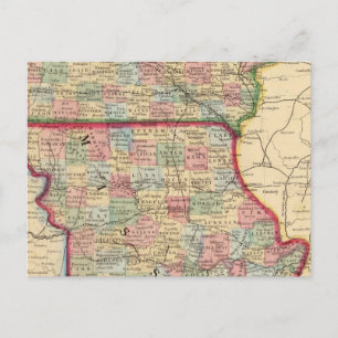 Cartão Postal Iowa, Missouri Map by Mitchell