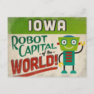 Cartão Postal Iowa Robot - Funny Vintage