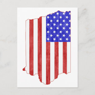 Cartão Postal Iowa Shaped American Flag Hawkeye Patriotic Iowan