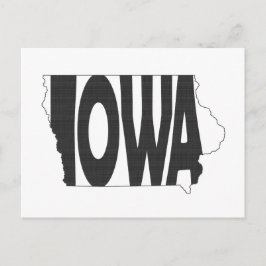 Cartão Postal Iowa Shaped Hawkeye State Name Iowan Word Art