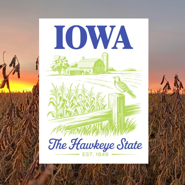 Cartão Postal Iowa The Hawkeye State Est. 1846 Farmhouse (Iowa The Hawkeye State Est. 1846 Farmhouse Postcard)