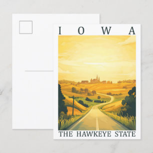 Cartão Postal Iowa the Hawkeye State USA Viagem Place