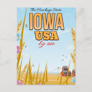 Cartão Postal Iowa USA "The Hawkeye State" poster de viagens de 