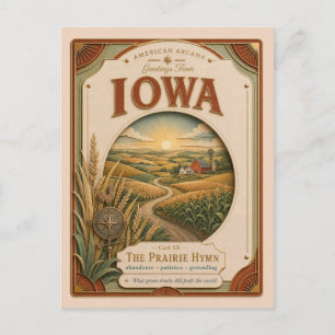 Cartão Postal Iowa Vintage Paper Cut American Arcana
