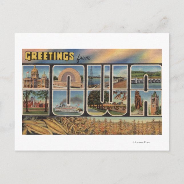 Cartão Postal IowaLarge - Letra ScenesIowa (Frente)